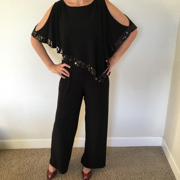 Adrianna Papell Sequin Trimmed Cutout Jumpsuit - Size 6 - Picture 5 of 13